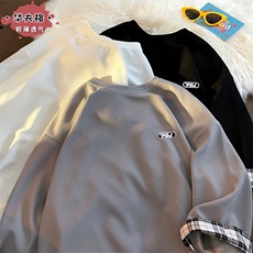 2023夏款港风大码翻边格子半袖男潮牌华夫格五分袖T恤T21006-P25，男装T恤，电商A001