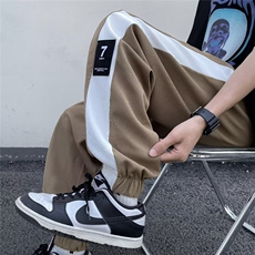 休闲裤男夏季薄款潮流百搭拼接冰丝卫裤宽松束脚裤男款K9522/P30，男装休闲裤，星座506