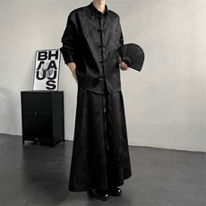 2025秋冬新款龙纹长袖衬衫外套厚款新中式盘扣唐装汉服2536-P60，男装衬衫，电商A057