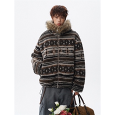 5XL-MMY1714-P168费尔岛棉衣男民族风座山雕羊羔毛提花550g，男装民族服装，电商D206-1