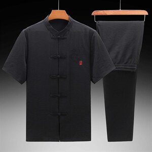 男士2023夏装套装风夏季新款短袖上衣唐装两件套潮流休闲男装图片