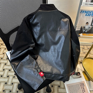 美式复古pu皮机车服夹克男秋冬新款设计感小众宽松休闲短款外套潮图片