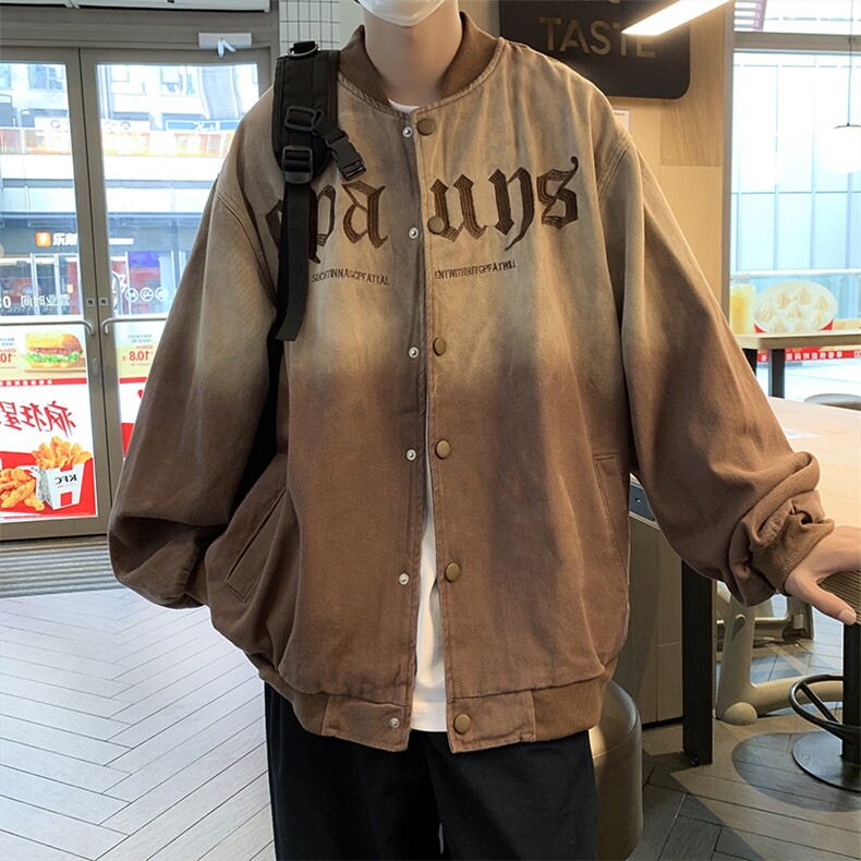 扎染刺绣棒球服外套男港风秋季宽松青少年学生休闲夹克JK0705-P68图片
