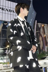 港风秋季反光蝴蝶印花西装男秋季宽松大码西服A090-TZ10P90限128，男装西服套装，电商A089-1
