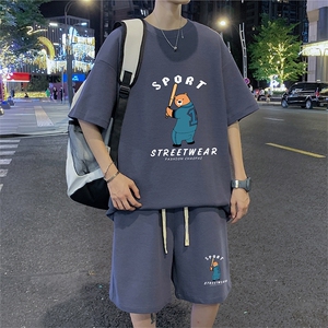 ！2024夏季新款男士华夫格短袖T恤套装青少年一套HTZ41P50