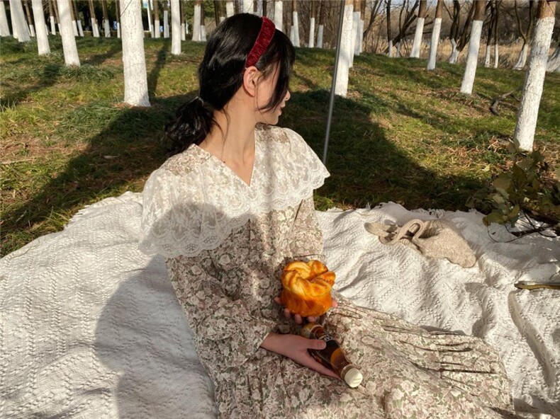 山茶花蕾丝连衣裙，女装连衣裙，Mu Mu