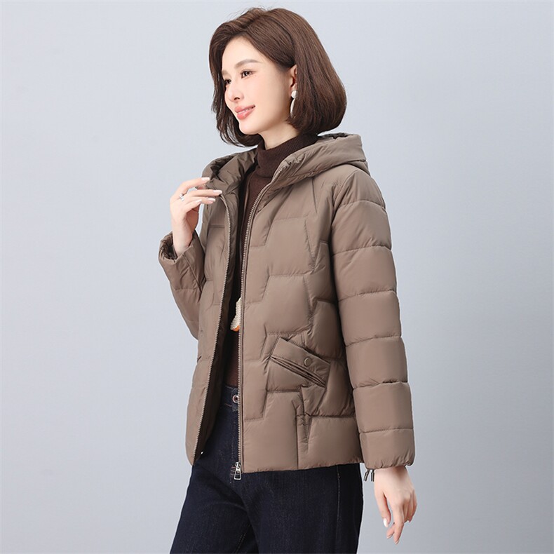 2024年冬季新款时尚棉服休闲连帽插袋羽绒棉棉服,女装棉衣/棉服,依恋蒂丝