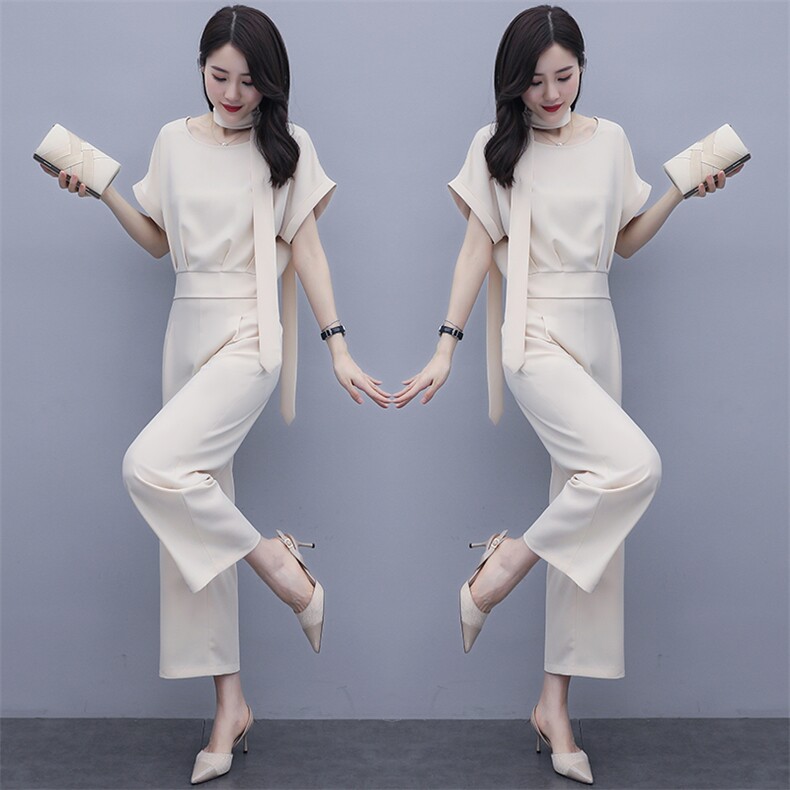 2021年夏季新款韩版减龄时尚百搭简约通勒两件套送腰带，女装职业装，韩美纤衣