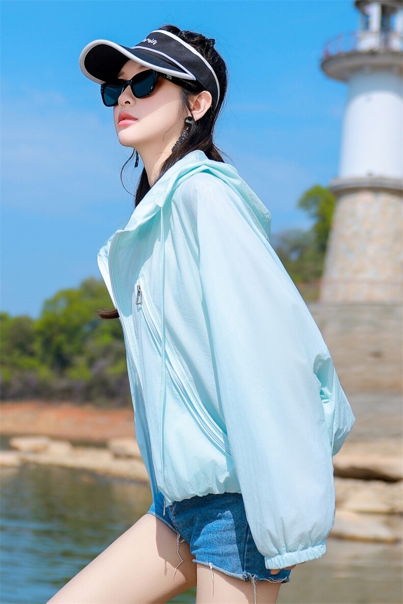 白色防紫外线防晒衣女2025新款夏季轻薄透气防晒服小个子休闲外套,女装防晒衣,可可小西