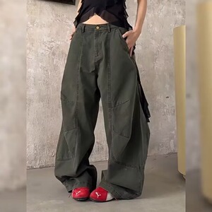 2025美式复古辣妹嘻哈宽松廓版工装裤口袋设计感阔腿裤休闲裤图片