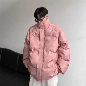 港风PU皮复古做旧设计钢印棉衣男MY77096P130控198抖控228图片
