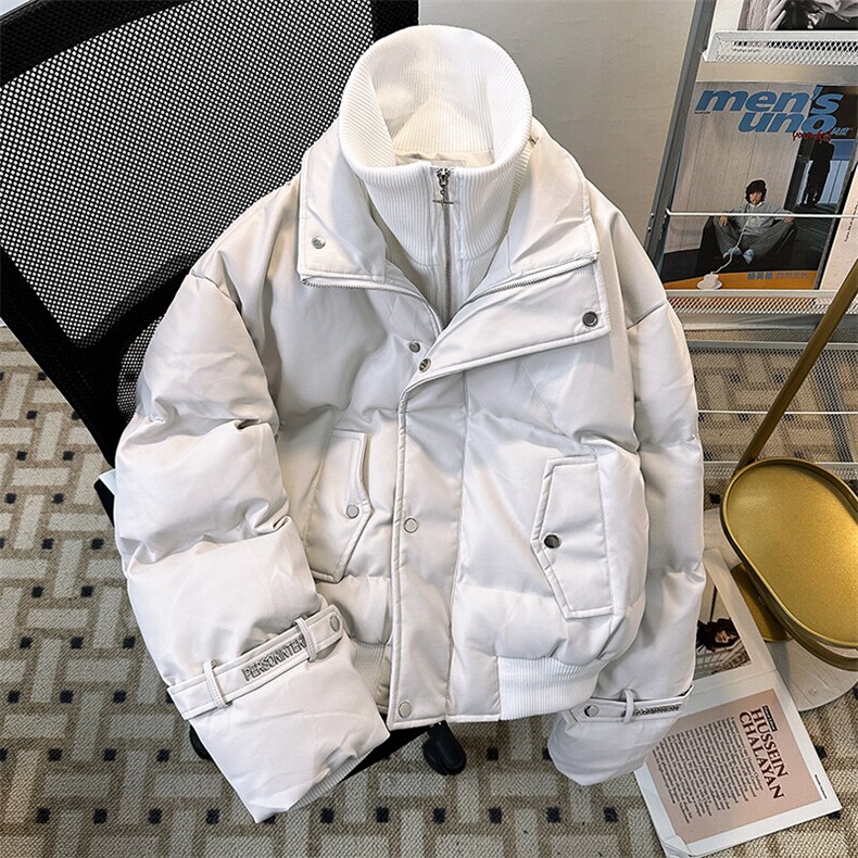 高级感假两件男女冬季金属感夹克立领棉服面包服外套MY0834-P120图片