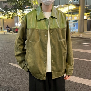 撞色拼接工装夹克港风秋冬季牛仔外套男宽松痞帅上衣 JK677图片