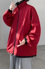 GENIOLAMODE撞色休闲夹克男2025秋季美式立领两面穿百搭情侣外套，男装夹克，电商A177