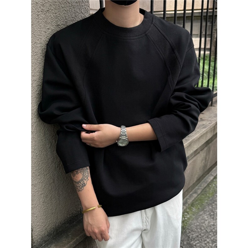 美式复古解构拼接长袖T恤男秋百搭打底衫宽松休闲上衣GAW180P45,男装T恤,星座1013-5