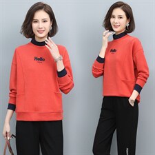 长期现货，女士卫衣秋款刺绣新款宽松时尚秋冬减龄长袖上衣潮，女装卫衣/绒衫，涵誉