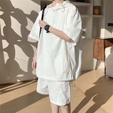 8XL-M休闲运动套装大码工装短袖冰丝薄款连帽户外防晒衣TZ1701P68，男装休闲套装，电商B238