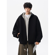 8XL-M500克潮牌百搭卫衣男美式情侣连帽撞色休闲廓形外套WY33P68，女装短外套，电商D206-1