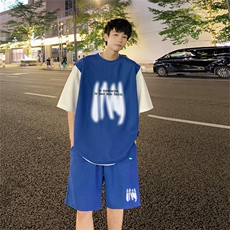 华夫格套装潮流休闲短袖短裤两件套FTZ3063-P55控78，男装休闲套装，电商B370