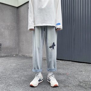 男休闲七彩印花反光裤ss子休闲男女九分裤松紧腰配腰带K29-P45图片