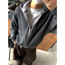 W10984-P65网图现货北极绒假二件连帽毛衣，男装针织衫/毛衣，星座1608