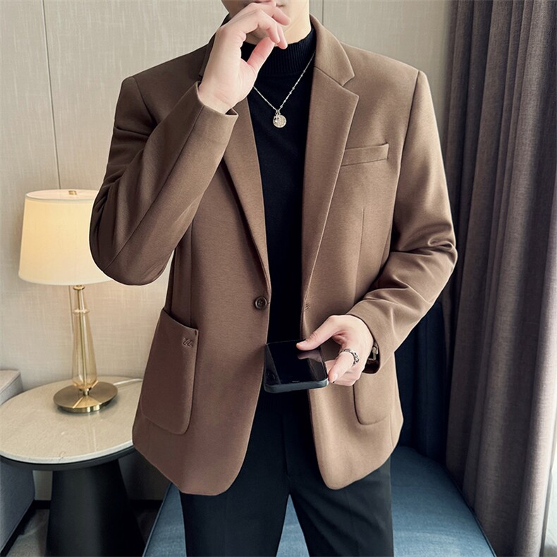2025春装高级感西装外套男士商务轻奢休闲痞帅上衣6636-P175,男装西服套装,电商A413