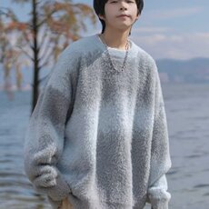 564-P53拼色2025秋季新款男装静奢风艺术感撞色软糯针织衫，男装针织衫/毛衣，电商B323A