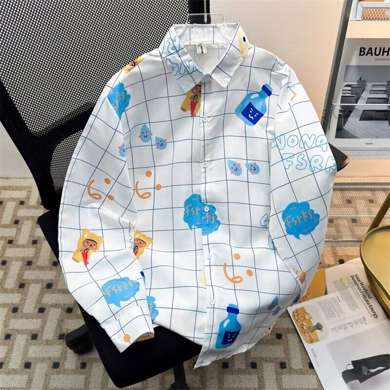 穿外套日系原宿风韩版宽松夏季潮流时尚格子宽松型长袖青少年潮，女装短外套，星座1013