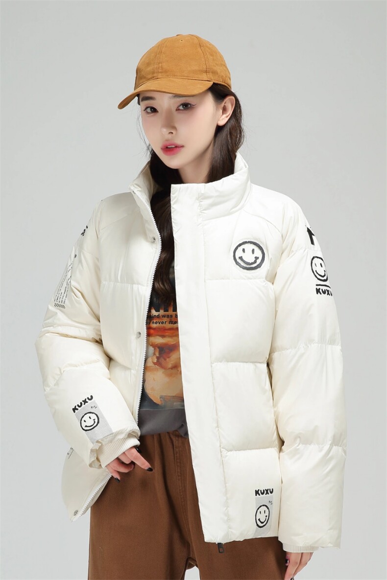 经典笑脸杠连帽短款时尚韩版白鸭绒羽绒服外穿学生情侣班服,男装羽绒服,星座301D-5(原星座1415）