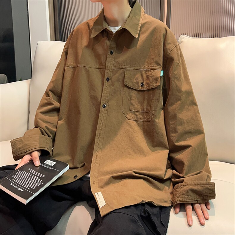 秋季新款宽松上衣百搭休闲港风男外套潮牌衬衫男CS063-P43图片