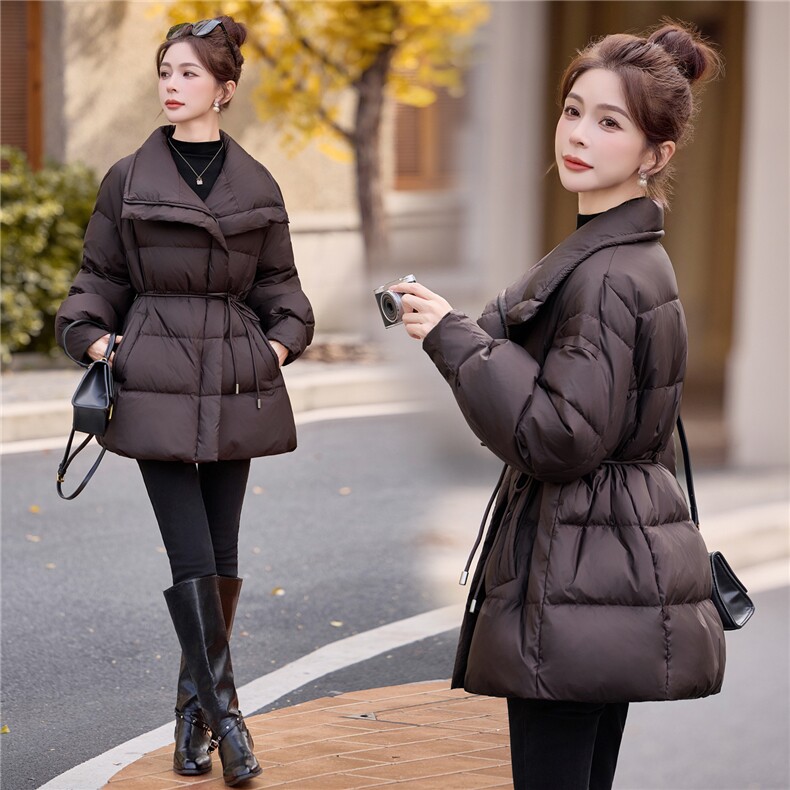 现货，2025新款羽绒服女冬季中长款面包服时尚宽松加厚外套潮，女装羽绒服，兰菲阁