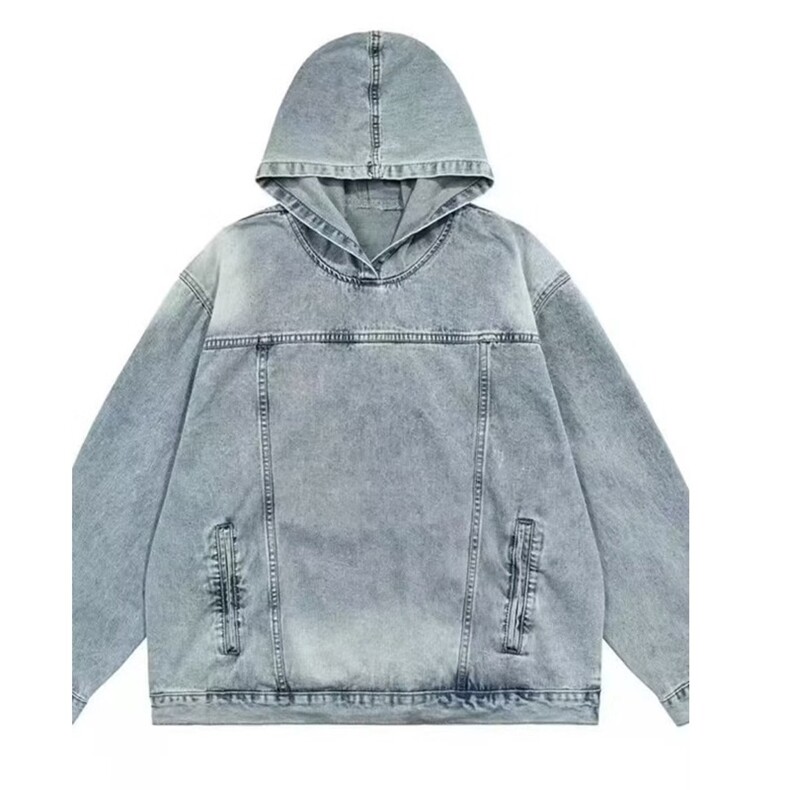 JK8605-P56美式水洗复古情侣装牛仔卫衣连帽外套男,男装工装外套,电商B323A