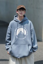 2024新款远山印花宽松连帽卫衣Y117常规版P48加绒版P65，男装卫衣，电商B219
