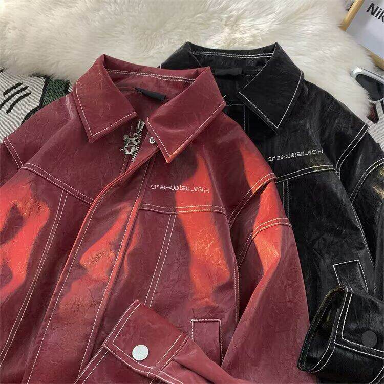 D3602-P108美式机车皮衣外套男春秋季新款潮牌pu皮夹克-网图现货,男装夹克,星座603-2