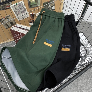 抖音直播品质 港风宽松宽松五分裤男短裤 X416b-1-DK376-P45限58图片