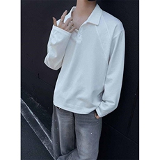抖音得物高品质美式高街重磅曼巴棉结构螺纹拼接翻领卫衣长袖T恤，男装T恤，电商A486