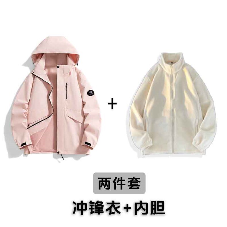 秋冬加绒内胆冲锋外套户外爬山冲锋衣百搭外套JK88888A-D01P80,女装短外套,电商A128