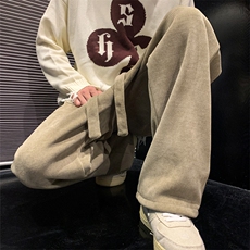 休闲裤重磅卫裤冬季男雪尼尔灯芯绒裤垂感阔腿裤K993P55加绒65，男装休闲裤，电商D315A