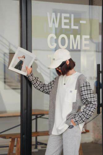 新款卫衣毛衣拼接百搭上衣，女装卫衣/绒衫，C&B