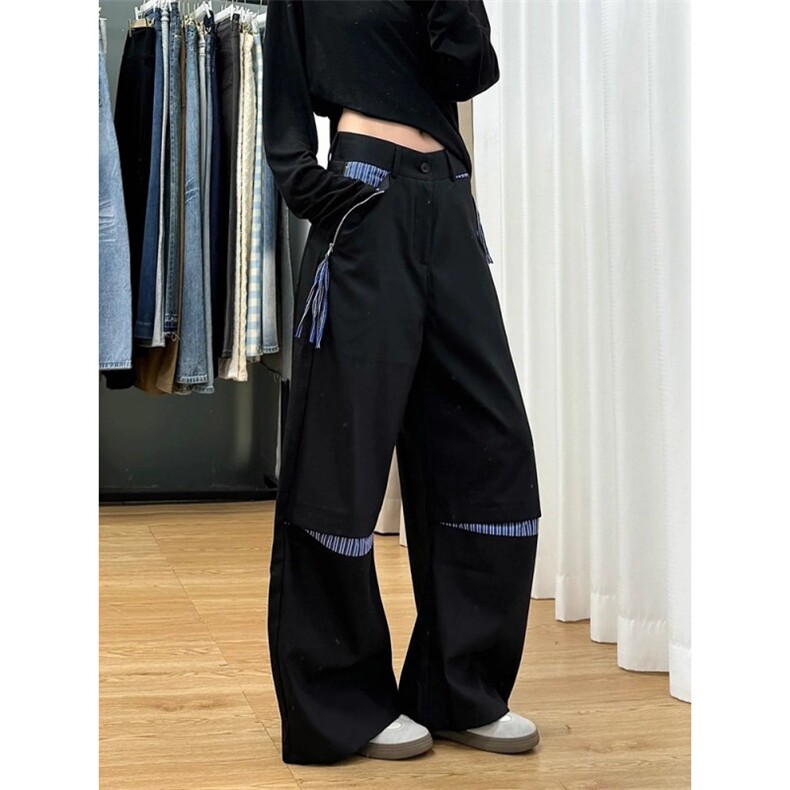 早春新款破口拼接条纹绑带阔腿西装休闲裤K1019,男装西服套装,星座1116A（原606A-3）