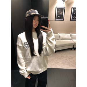 吵吵家黄色圆领加厚套头毛衣女2025秋冬慵懒宽松休闲气质长袖上衣图片