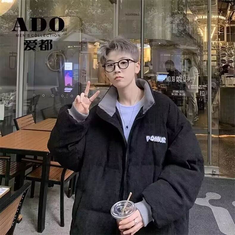 灯芯绒棉衣男士冬季新款印花宽松休闲棉服立领加厚面包棉袄外套潮,男装棉衣,星座218-1（原230）