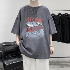 YT26331-P30亚麻短袖t恤男大码五分袖男宽松七分袖大皂风模特，男装T恤，电商A040
