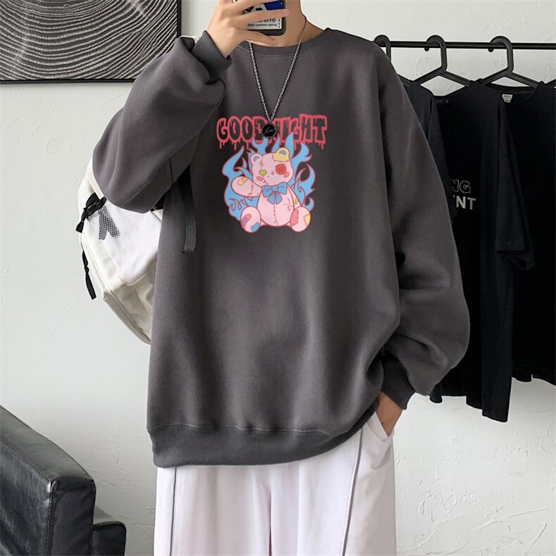 Y2544P38！21年秋冬新款港风日系大码印花长袖圆领卫衣男,男装卫衣,星座510A-1