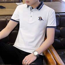 男士短袖t恤男休闲衣服潮牌潮流polo衫男装2021新款半袖F1713，男装Polo衫，星座509