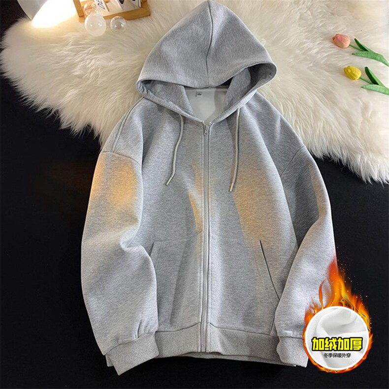 480G重磅加绒加厚硬挺boxy男女秋冬美式高街结构连帽卫衣开衫外套，女装短外套，电商A486-1