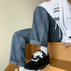 牛仔裤男复古直筒美式oversize裤子高街休闲长裤A080-9291-P35，男装牛仔裤，电商A080