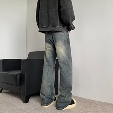 微喇牛仔裤男春秋新款美式高街潮牌复古直筒休闲裤子，男装牛仔裤，星座410-6（原星座1304-1）