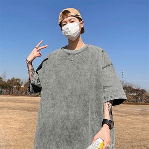 直播得物品质二开240克重磅纯棉水洗纯色光版T恤SX09支持独立包装图片