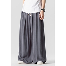 夏季新款大码日系风亚麻棉麻休闲宽松直筒阔腿裤潮K303/P75，男装休闲裤，钱塘713